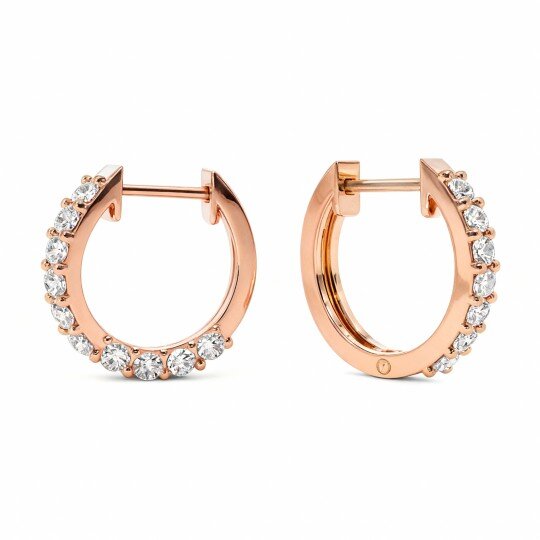 10K Rose Gold Diamond Sisters Hoop Earrings