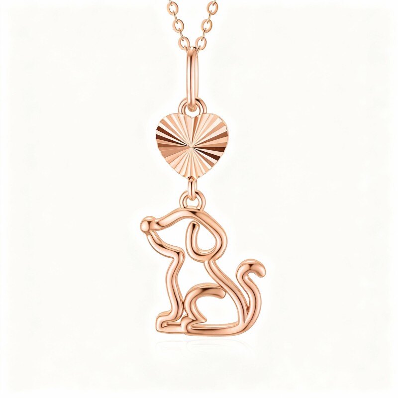 Collar con colgante de perro en oro rosa de 14 quilates-1