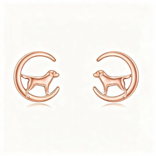 Kolczyki z motywem psa z 10-karatowego różowego złota