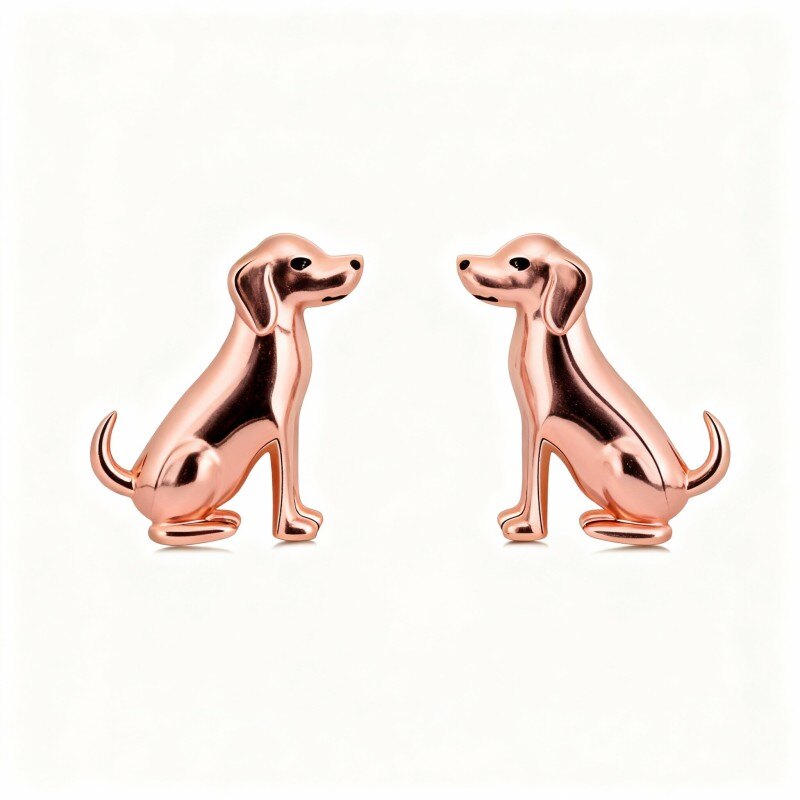 Boucles d'oreilles puces pour chien en or rose 18 carats-1