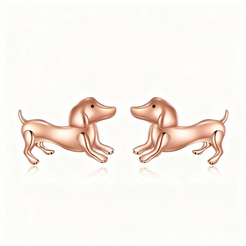 Kolczyki z motywem psa z 14-karatowego różowego złota-1