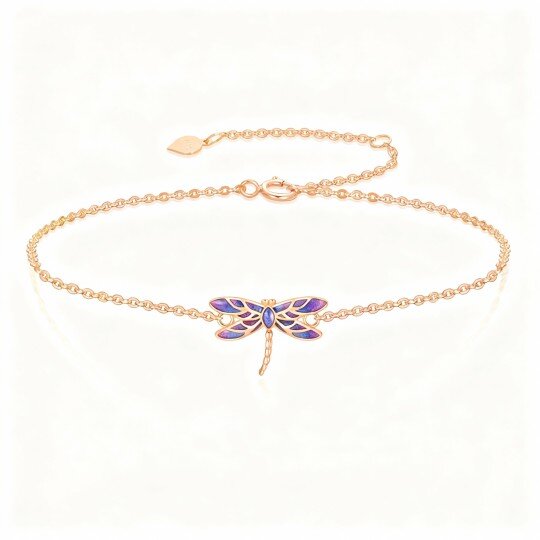 سوار من الذهب الوردي عيار 10 قيراط على شكل يعسوب