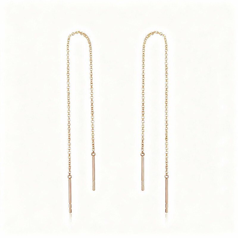 Pendientes colgantes de oro rosa de 14 quilates-1