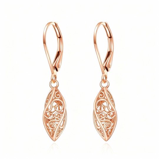 10K Rose Gold Drop Shape Lever-back Earrings