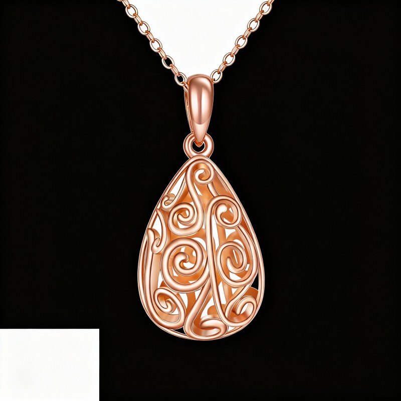 Naszyjnik z wisiorkiem w kształcie kropli wykonany z 10-karatowego różowego złota-1