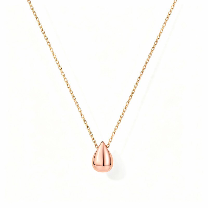 Collier pendentif en forme de goutte en or rose 14 carats-1