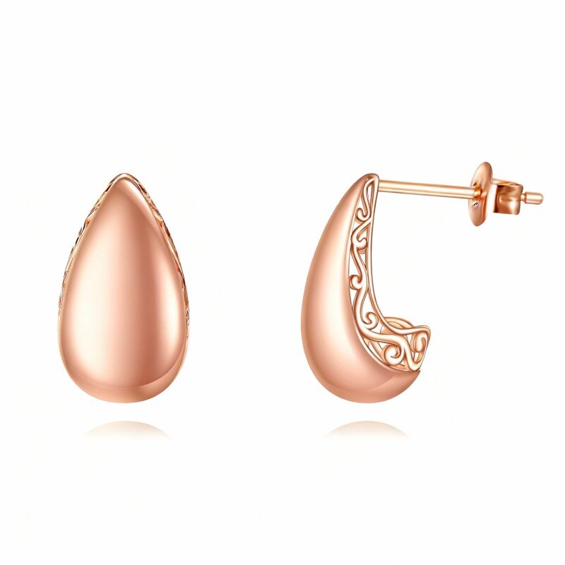 18K Rose Gold Drop Shape Stud Earrings-1
