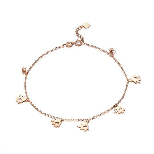 Bracelet de cheville éléphant en or rose 18K à une couche