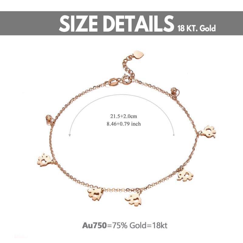 18-karatowe różowe złoto Elephant Single Layer Anklet-5