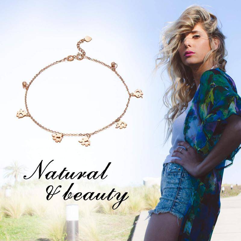 18-karatowe różowe złoto Elephant Single Layer Anklet-6