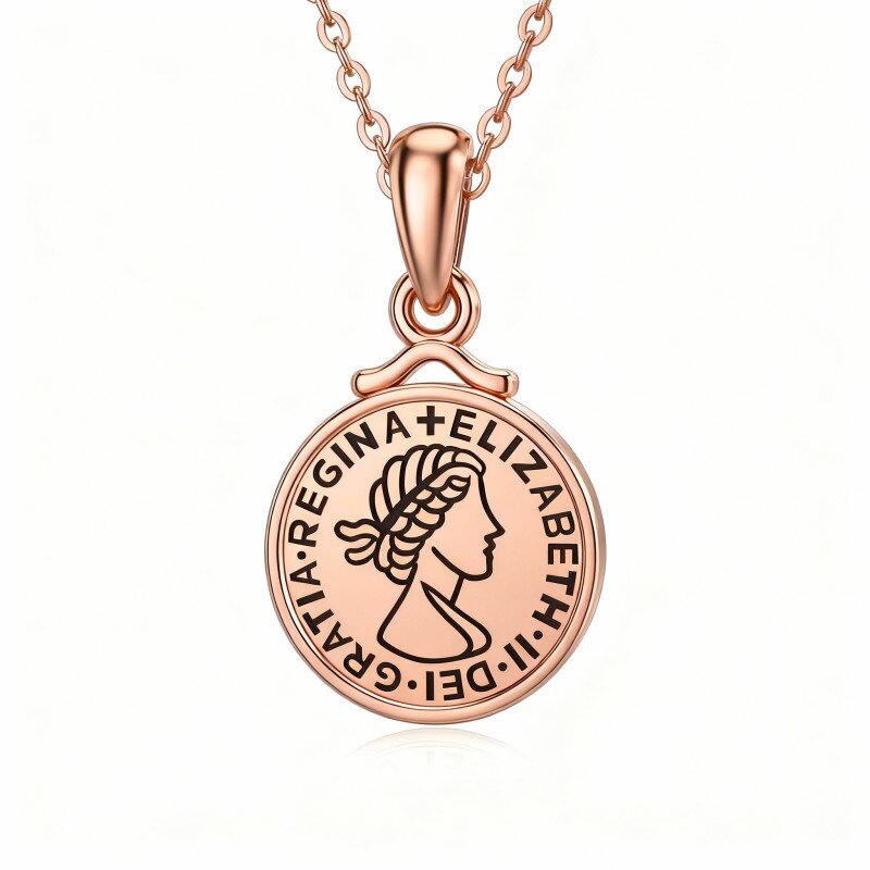 14K Rose Gold Elizabeth II Coin Necklace-1