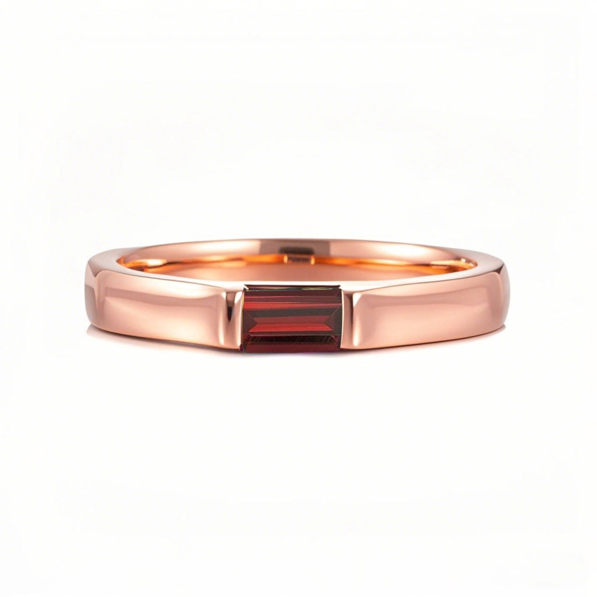 10K Rose Gold Emerald Cut Custom Engagement Ring Gemstone Band Ring-1