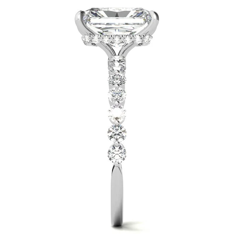 18K Rose Gold Emerald Cut Halo Moissanite Engagement Ring-6