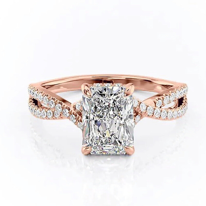 Sterling Silver with Rose Gold Plated Moissanite Ring-5