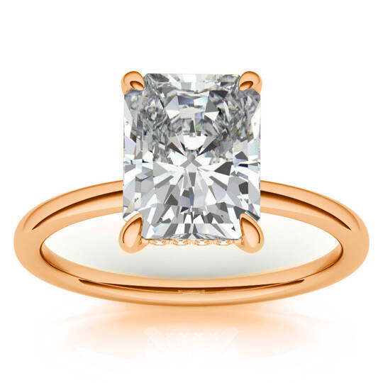 10K roségouden smaragd geslepen solitaire moissanite verlovingsring
