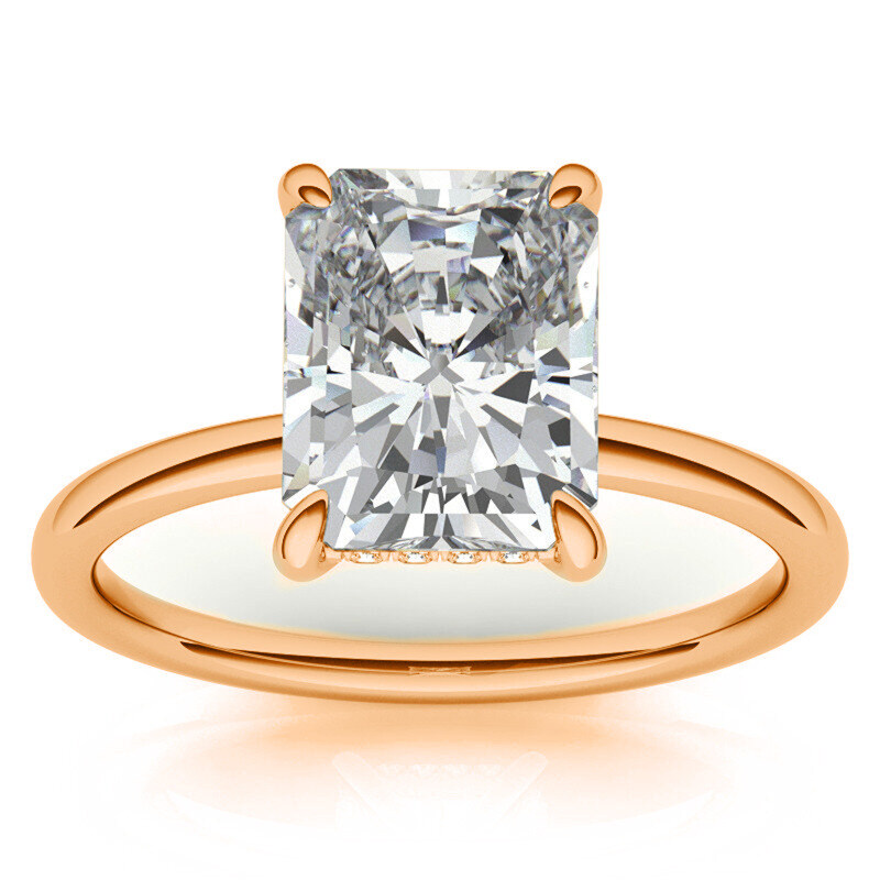 10K roségouden smaragd geslepen solitaire moissanite verlovingsring-1