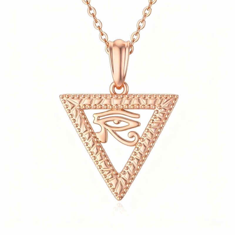 10K Rose Gold Evil Eye & Triangle Pendant Necklace-1