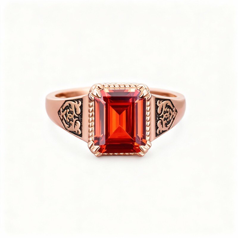 9K Rose Gold Cubic Zirconia Father & Son & Parents & Children Ring-1