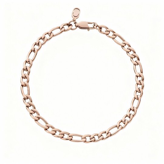 10K Rose Gold Figaro Link Bracelet for Men