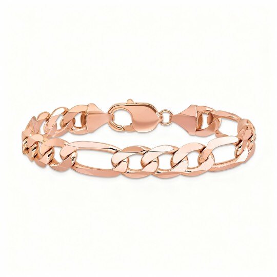 10K Rose Gold Figaro Link Bracelet