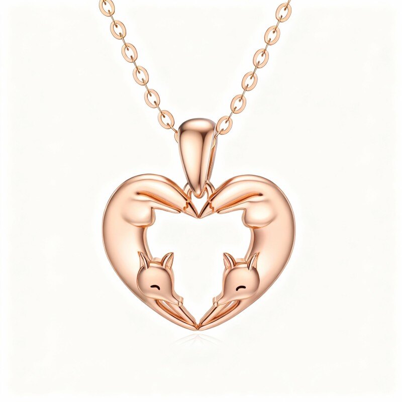 Collar con colgante de zorro en oro rosa de 10 quilates-1