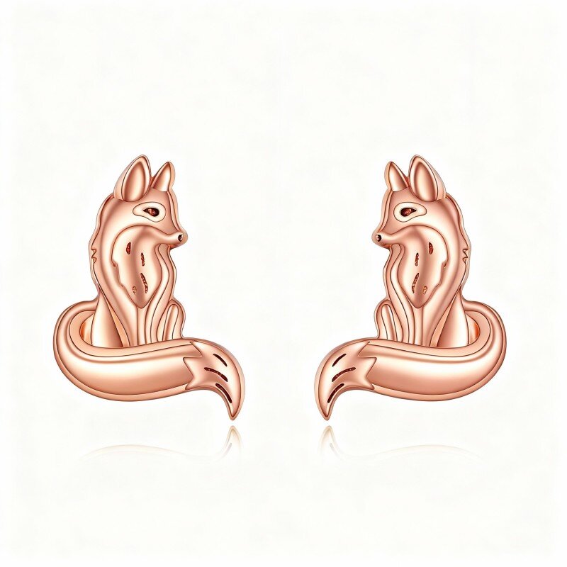 Brincos raposa em ouro rosa 18K-1