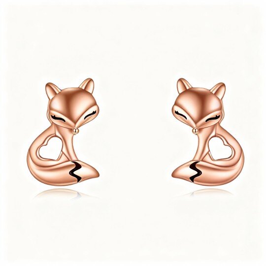 أقراط من الذهب الوردي عيار 10 قيراط على شكل ثعلب