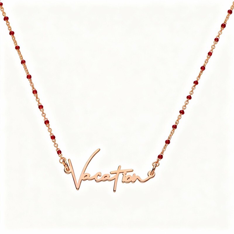 Naszyjnik z granatem i grawerunkiem wykonany z 10-karatowego różowego złota-1