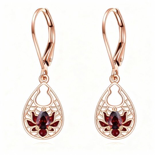 10K Rose Gold Garnet Snowdrop Drop Earrings