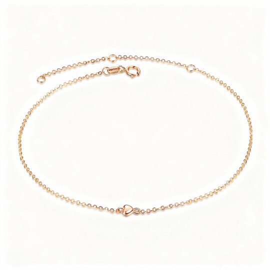10K Rose Gold Heart Chain Bracelet