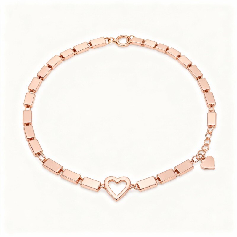 18K Rose Gold Heart Charm Bracelet-1
