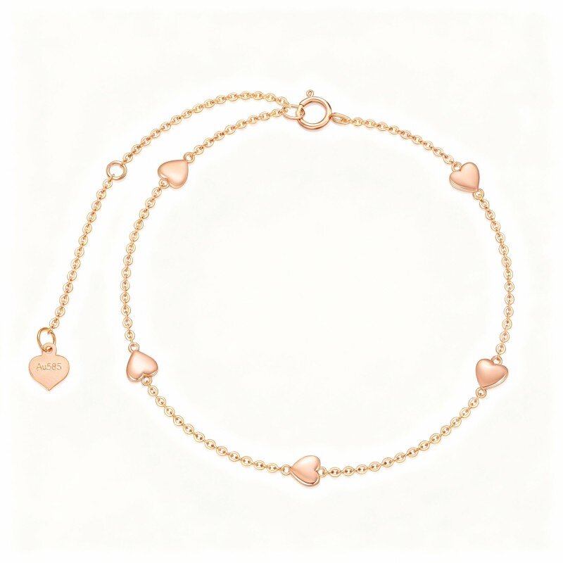 18K Rose Gold Heart Charm Bracelet-1