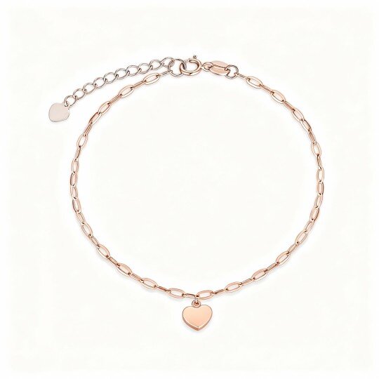 10K Rose Gold Heart Charm Bracelet