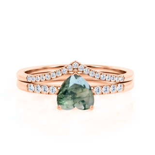 Bague de fiançailles en argent sterling plaqué or rose avec agate mousse en forme de cœur-16