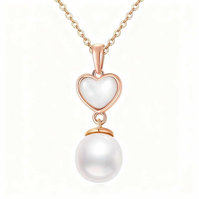 18K Rose Gold Heart Cut Heart Pendant Necklace-1