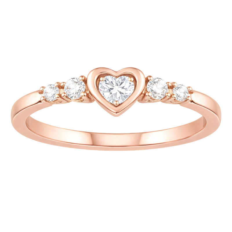 10K Rose Gold Heart Cut Personalized Birthstone & Engravable Birthstone Ring-1