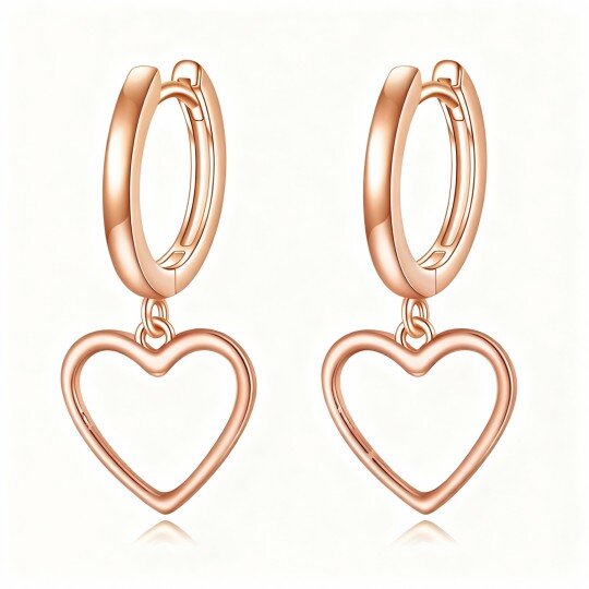 10K Rose Gold Heart Drop Earrings