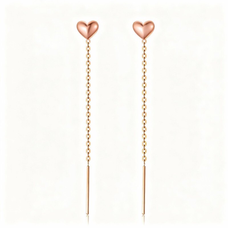 10K Rose Gold Heart Drop Earrings-1
