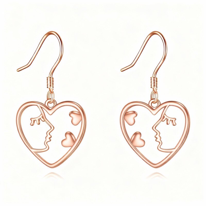 18Kローズゴールド ハートドロップイヤリング-1