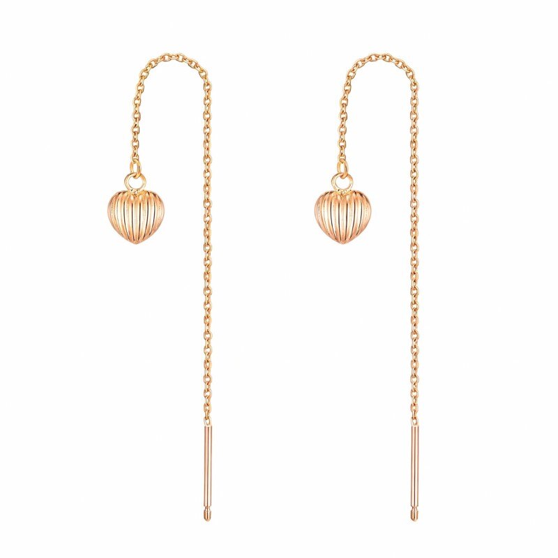 14K Rose Gold Heart Drop Earrings-1