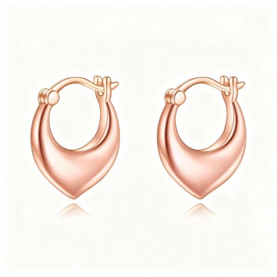 10K Rose Gold Heart Hoop Earrings