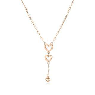 10K Rose Gold Heart With Heart Necklace For Women-52