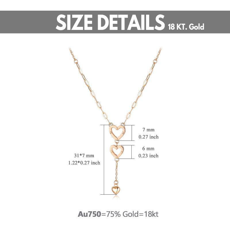 10K Rose Gold Heart With Heart Necklace For Women-6