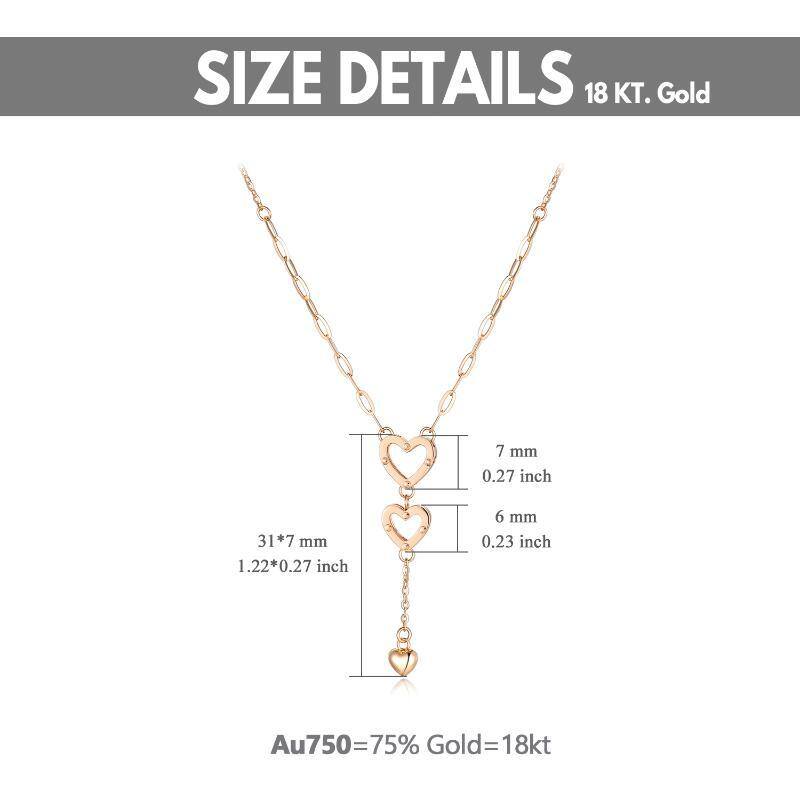 18K Rose Gold Heart With Heart Necklace For Women-6