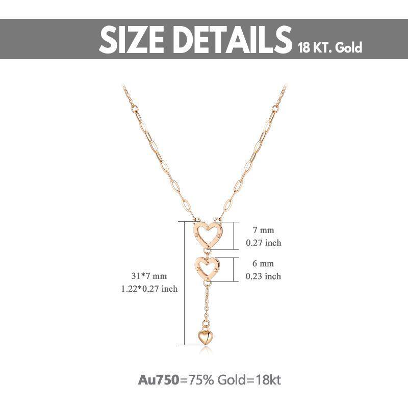 10K Rose Gold Heart With Heart Necklace For Women-6