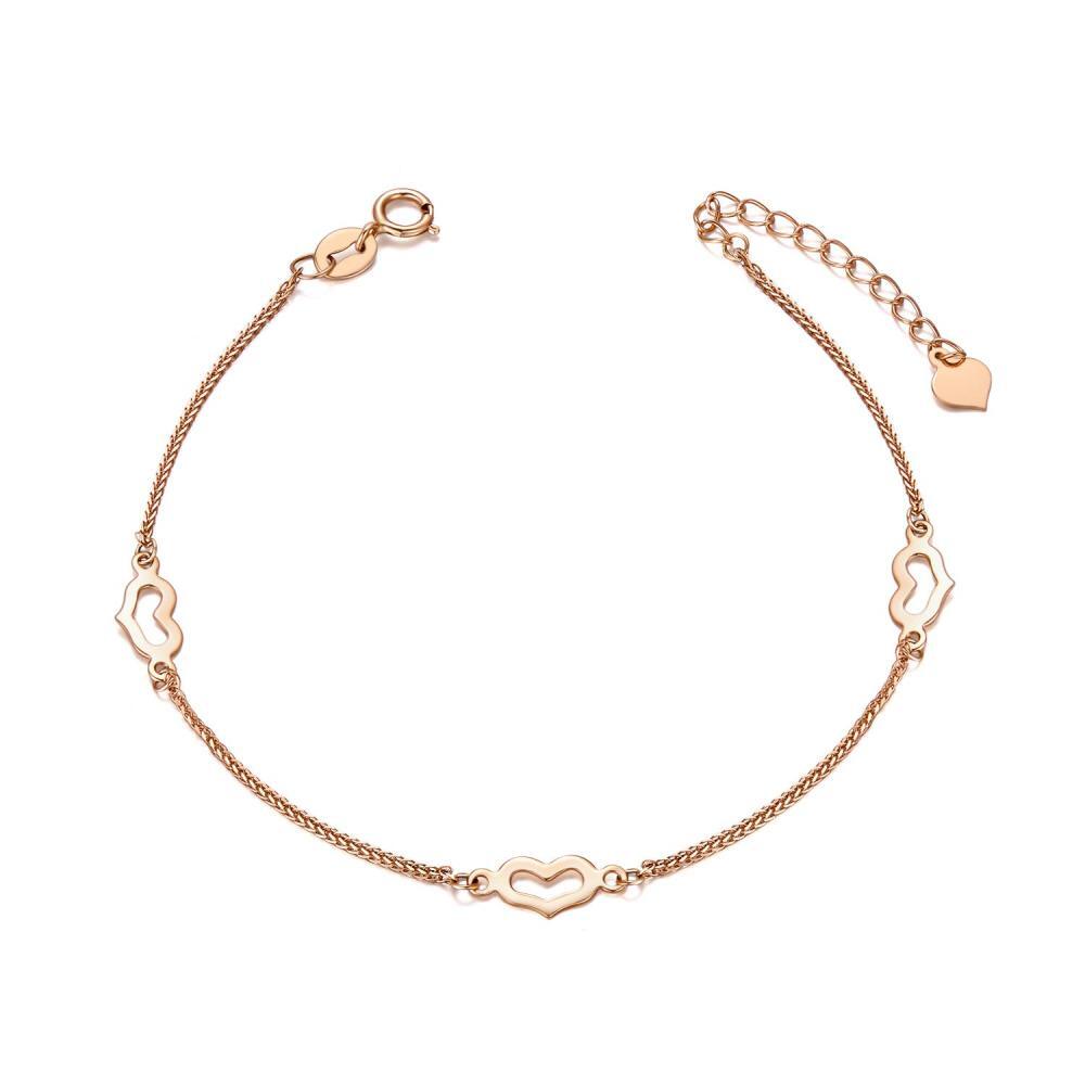 Pulseira com pingente de coração em ouro rosa 10K-1