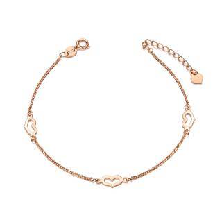 Pulseira com pingente de coração em ouro rosa 10K-20
