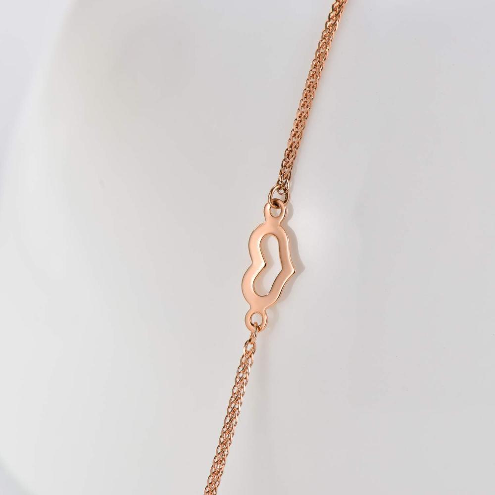 Pulseira com pingente de coração em ouro rosa 10K-3