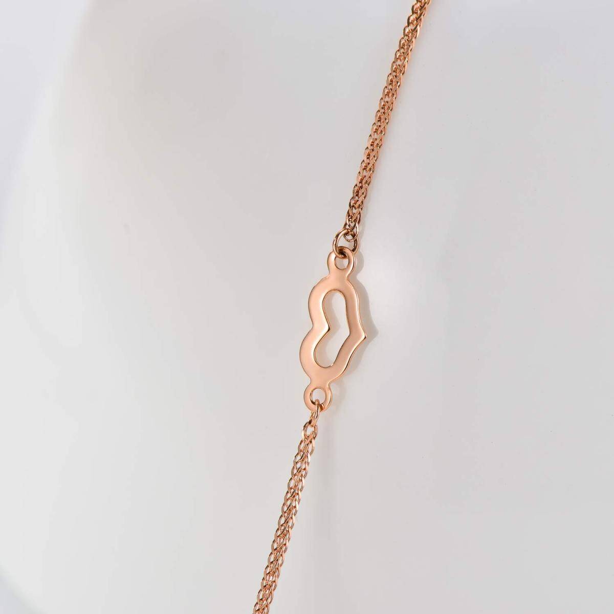 Bracelet en or rose 18K avec pendentif en forme de coeur-3