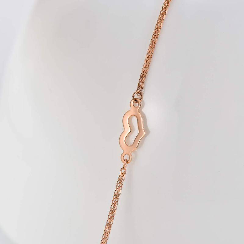 Bracelet en or rose 10K avec pendentif en forme de coeur-3